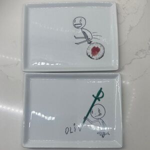 2 Oliver stick figure appetizer plates CB 2